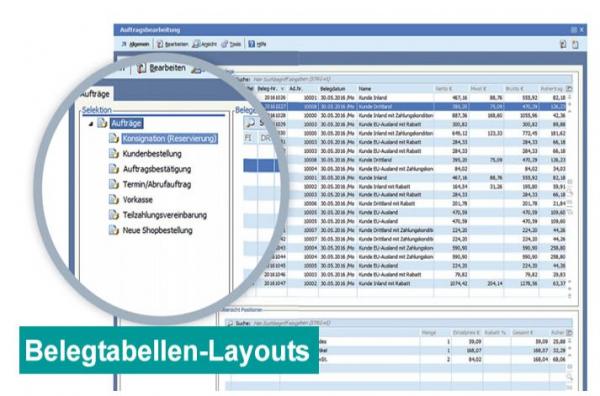 Belegtabellenlayouts